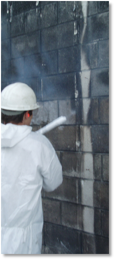 dry ice blaster cleaning fire damaged concrete using phoenix phx-150